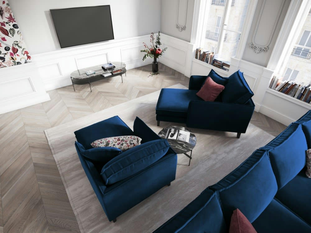 PROVENCE - Méridienne 1 place en velours bleu roi