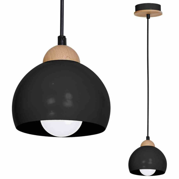 Lampa wisząca czarna-jasne drewno DAMA 1xE27x60W wym: 90x15x15 cm Milagro