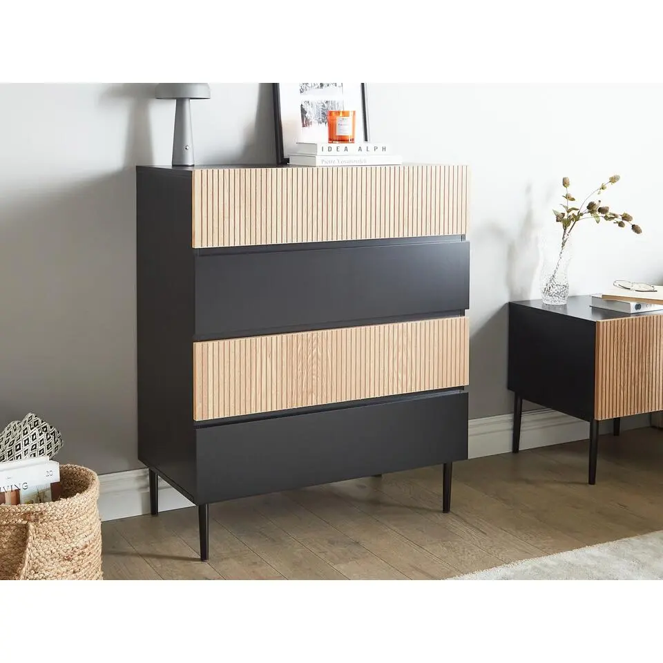 BLYTHE- Ladekast 4 lades - Zwart/Bruin - MDF