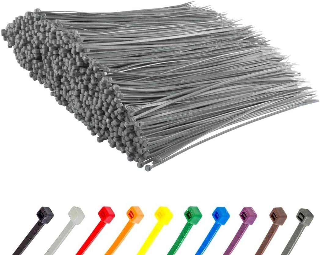 GTSE 14 Inch Silver/Gray Zip Ties  5 000 Bulk Pack  50lb Strength  UV Resistant Long Nylon Grey Cable Ties  Self-Locking 14 Tie Wraps