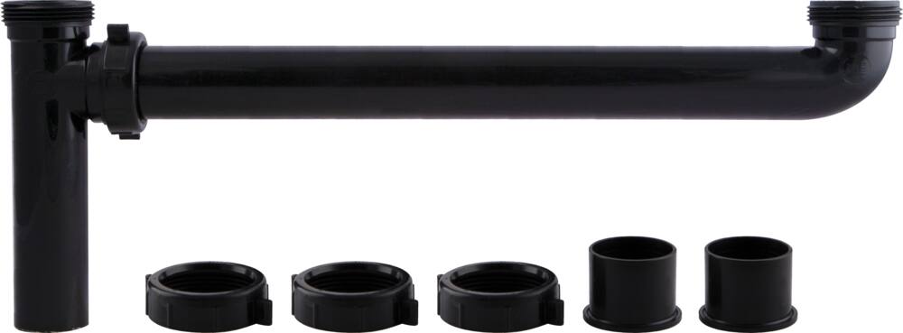 PlumbShop Continuous Waste Kit End Outlet, Black, 1-1/2 x 1-1/2 x 16-in