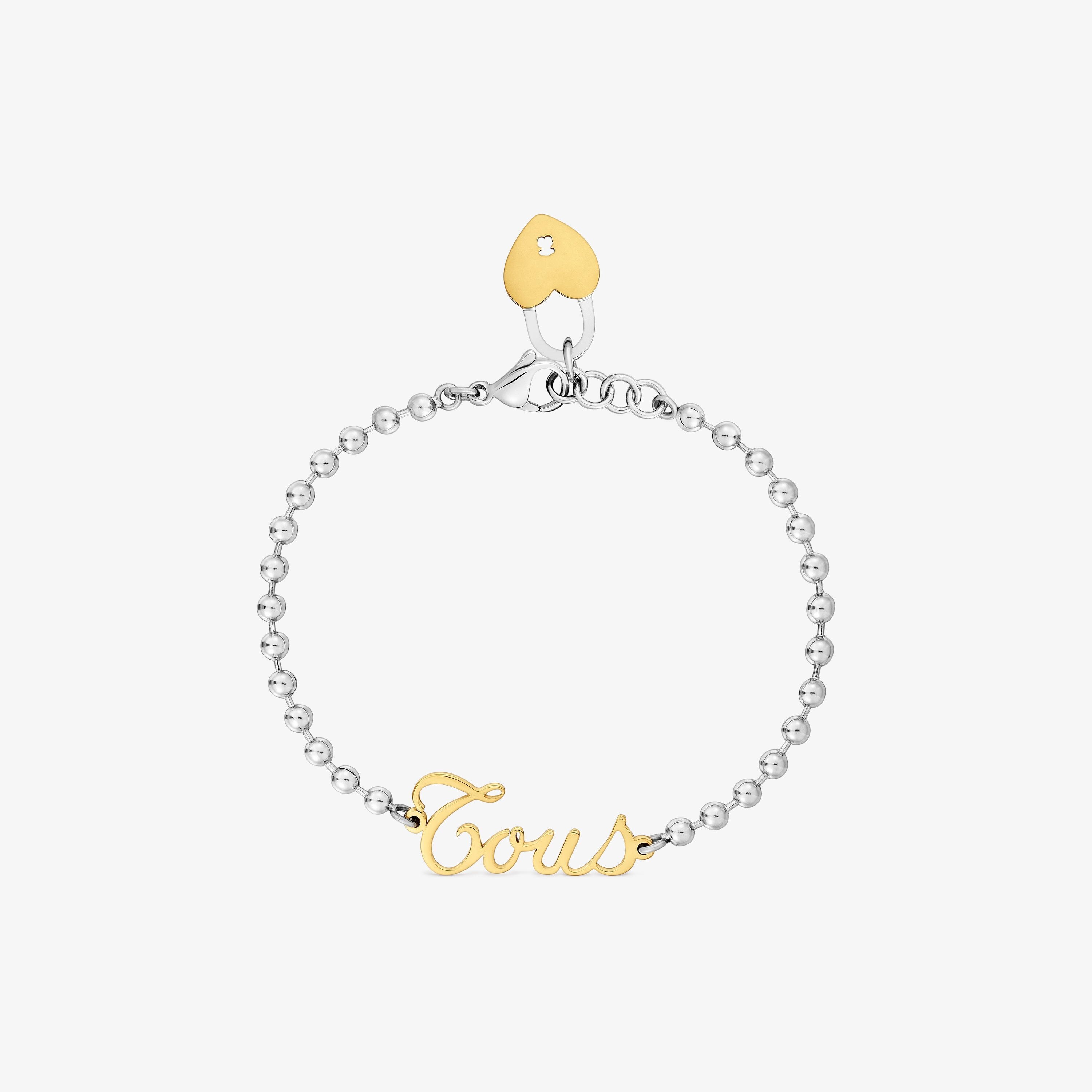 Pulsera cadena de acero bicolor y motivo corazón TOUS Charming