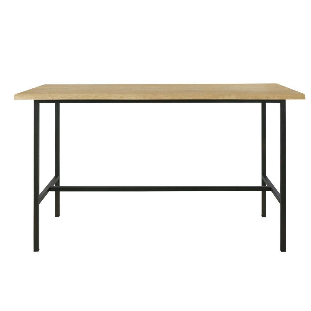 Magnus BUSINESS - Table à manger haute professionnelle en chêne et métal noir L175