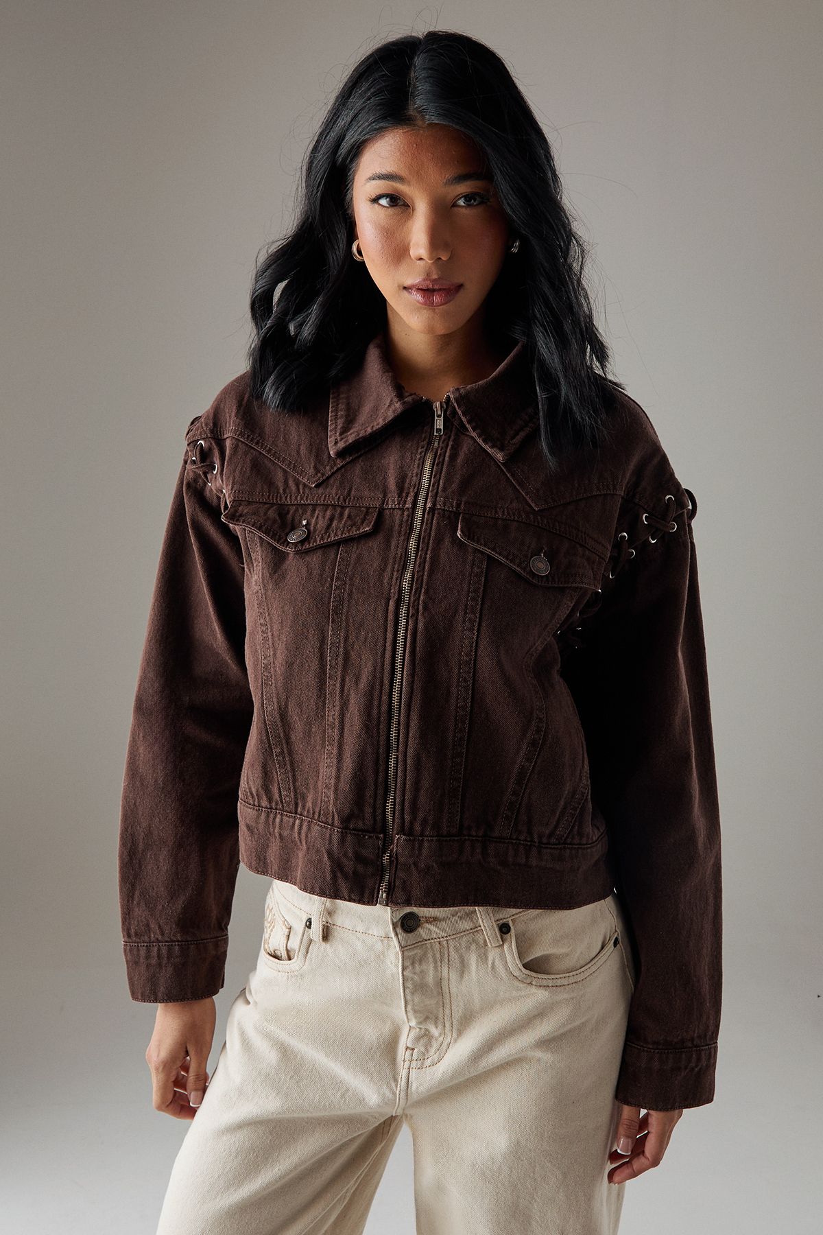 Warehouse Whipstitch Detail Washed Denim Jacket
