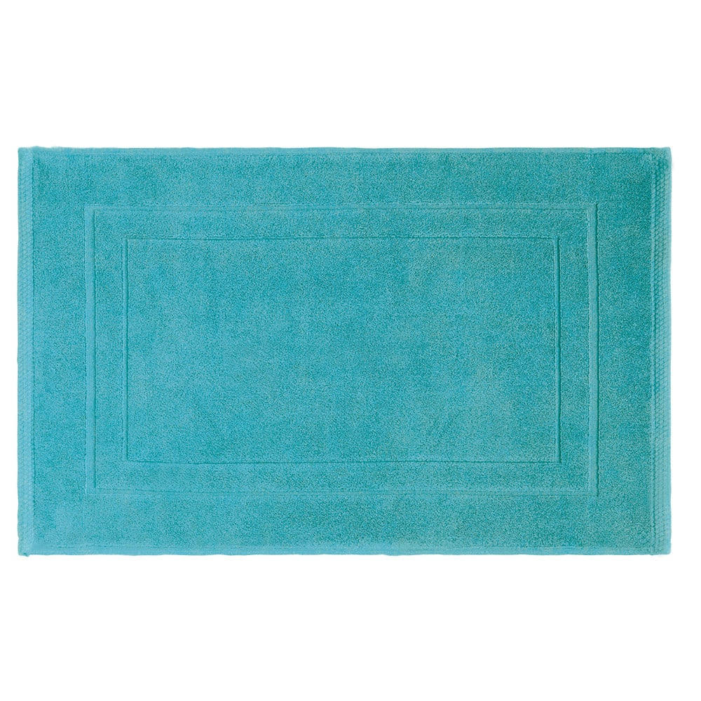- Tapis de bain  pur coton bleu 50x80