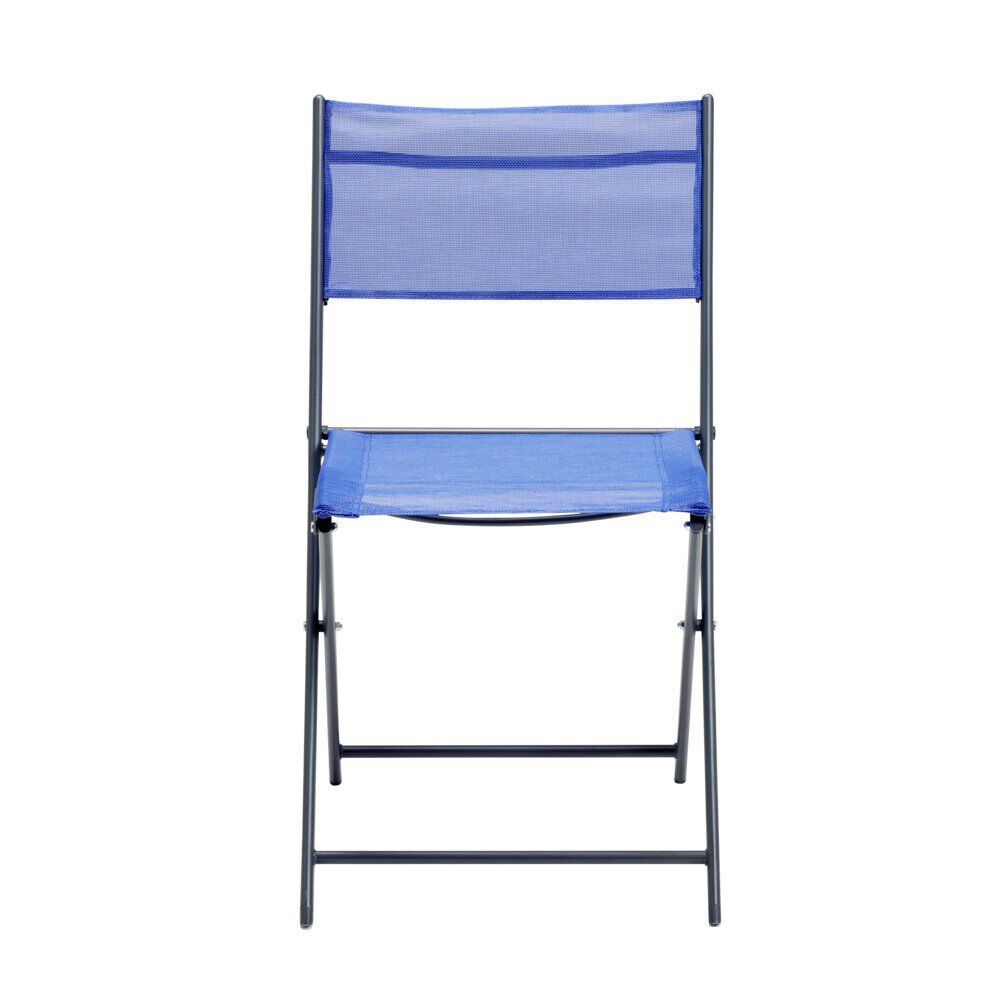 Chaise pliante Oslow métal et textilène bleu 51x45xH81cm