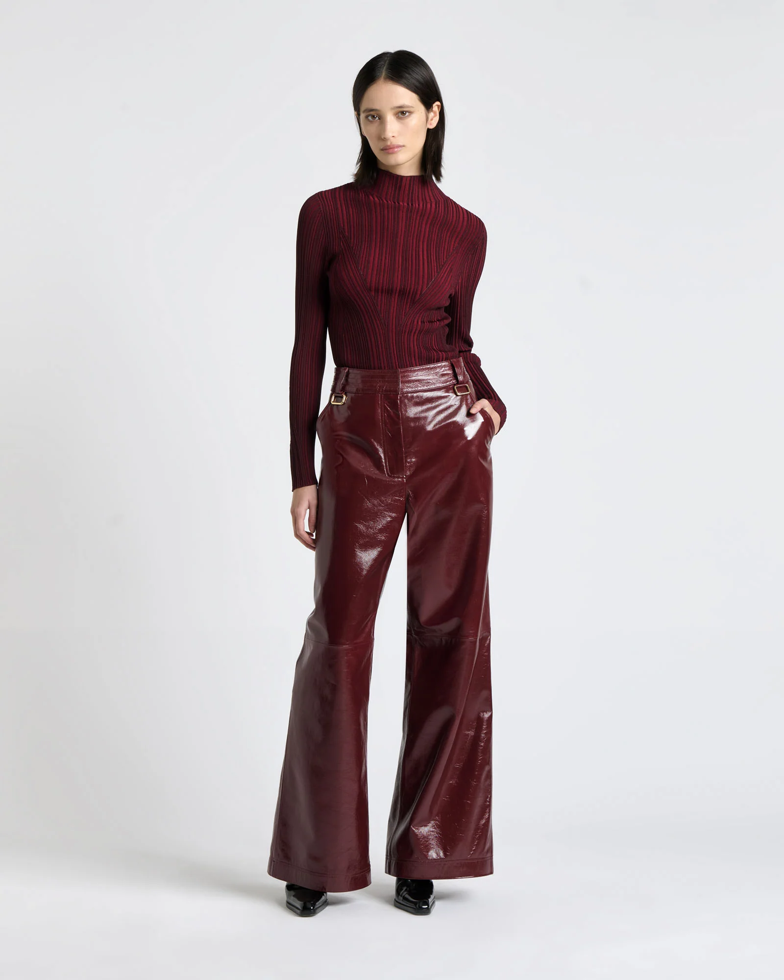 Pinot Patent Leather Stitched Pant