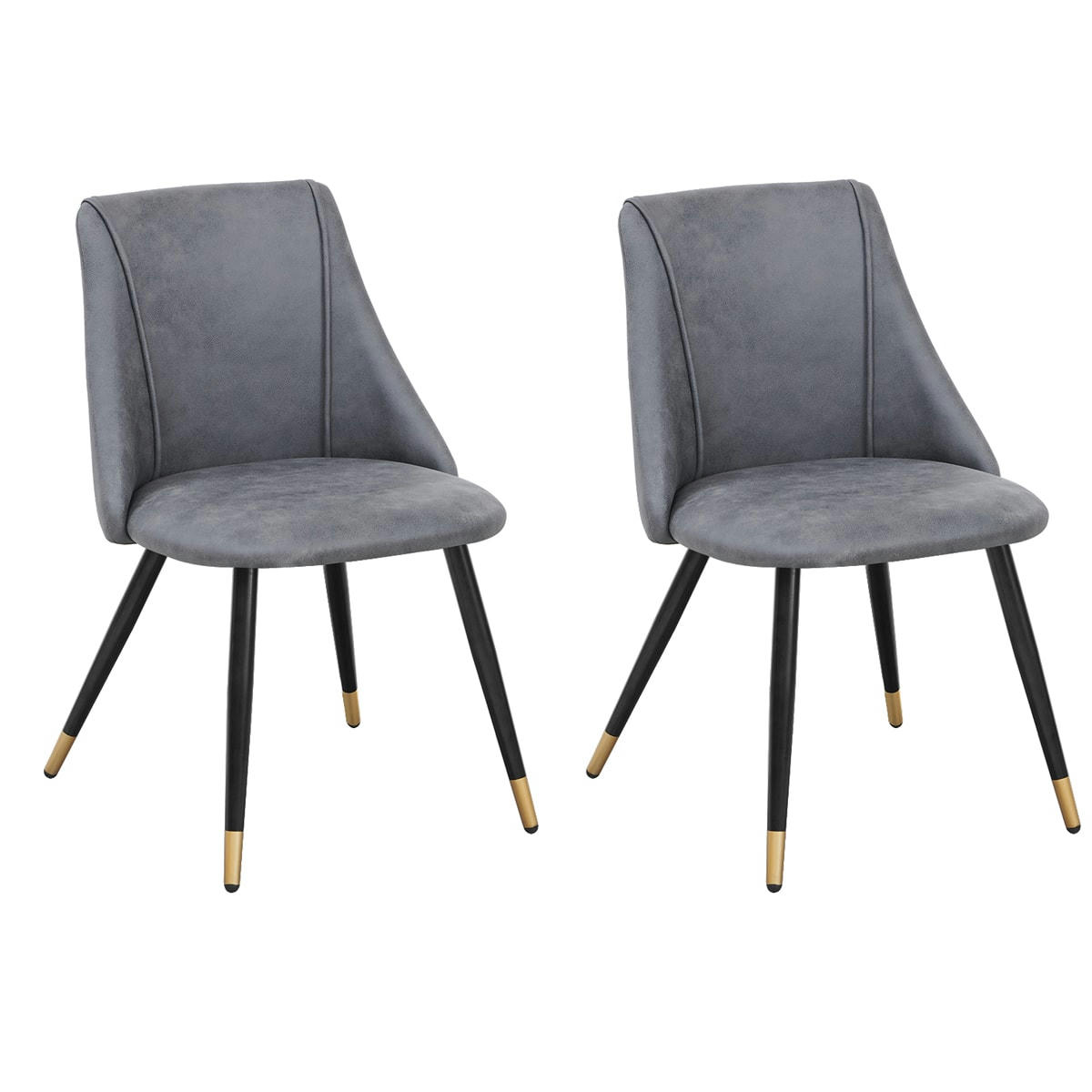 - Lot de 2 chaises de salle à manger scandinave cuir synthétique gris