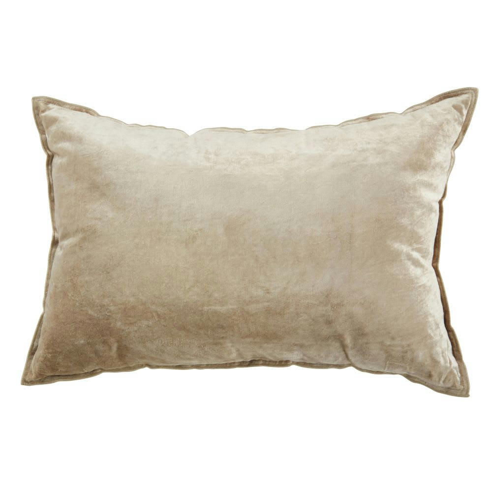 BOLZA - Coussin en velours beige 60x40