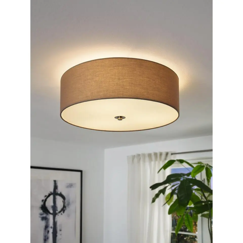 EGLOPasteri-Plafondlamp-3Lichts-?475mm.-Nikkel-Mat-Taupe