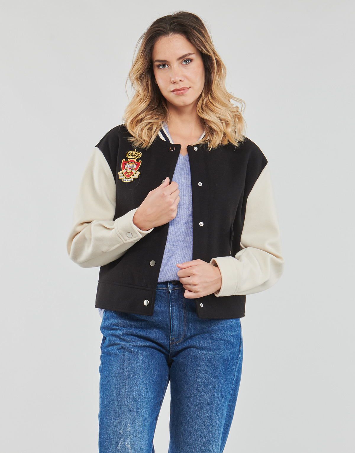 Only - ONLWEMBLEY L/S COLLEGE JACKET CC PNT - Black / White