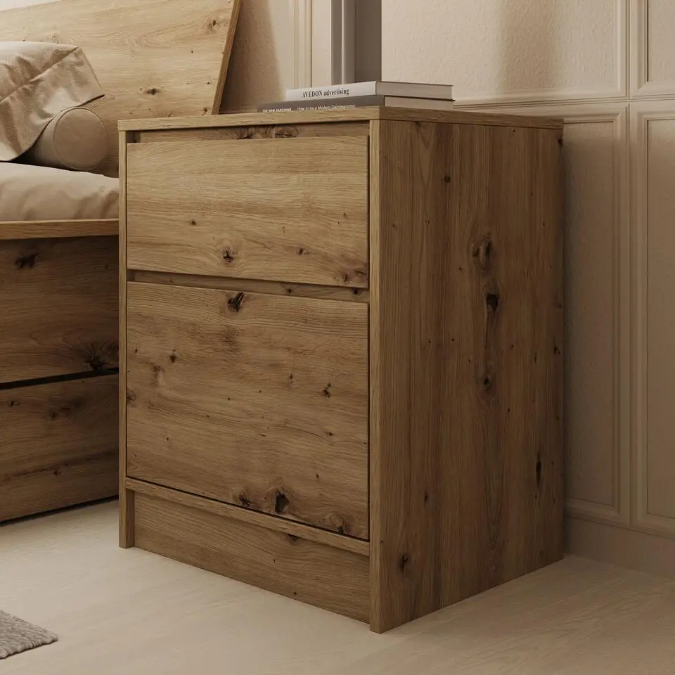 Meubella - Nachtkastje Brett - Eiken - 51 cm