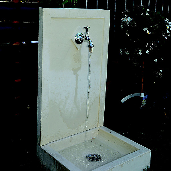 Fontaine de jardin Avalon blanche en pierre reconstituée H.76 cm