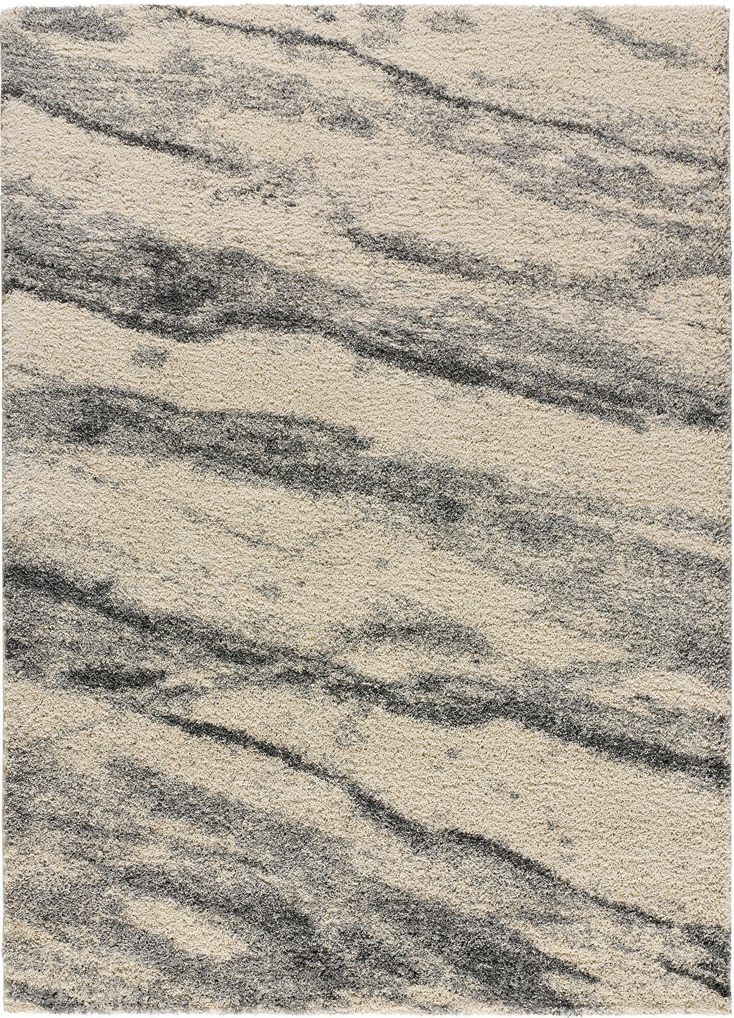ULAI - Tapis shaggy effet marbre gris, 160x230 cm