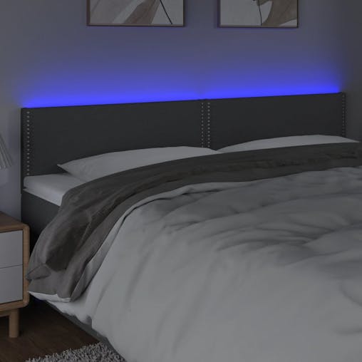 NNEVL LED Headboard Dark Grey 160x5x78/88 cm Fabric