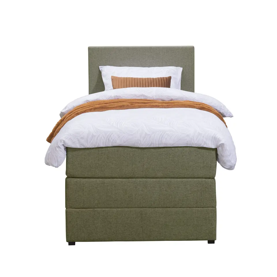 Boxspring met opbergruimte Liv egaal - groen - 90x200 cm