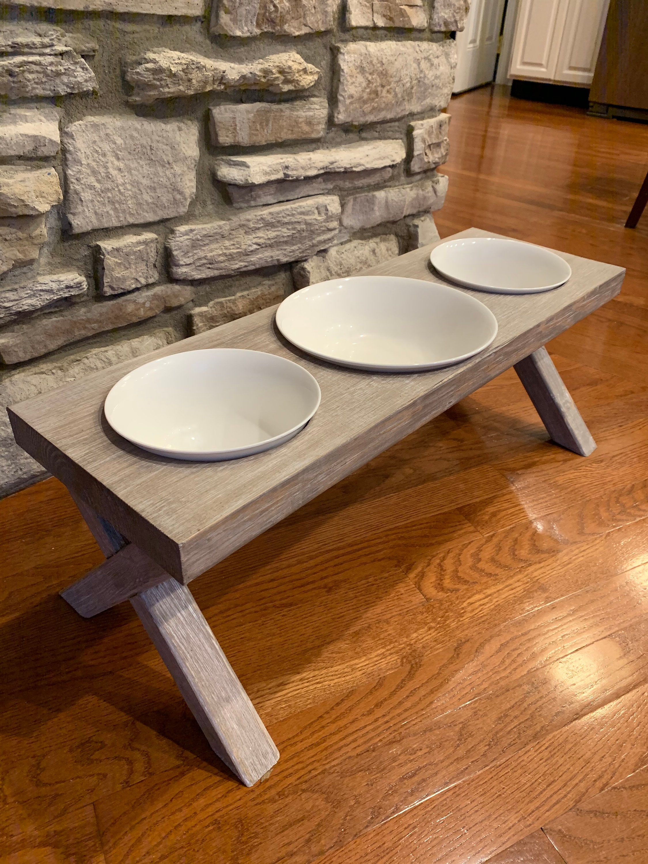 Handmade Wooden Raised Dog Bowl Stand