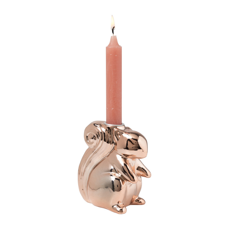 Kandelaar eekhoorn - ros&eacute; goud - 12.5 cm