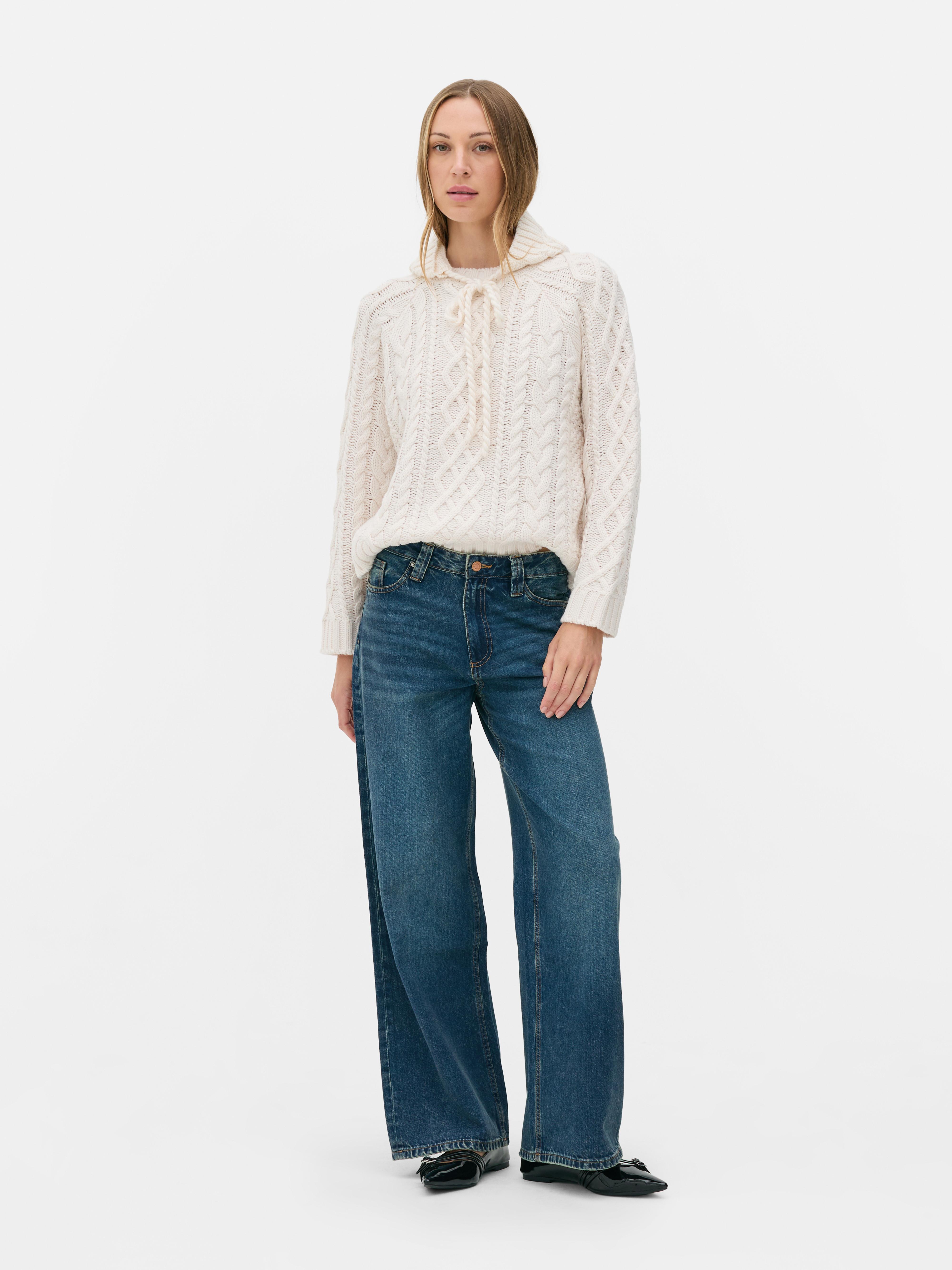 Rita Ora Oversized Cable Knit Sweater