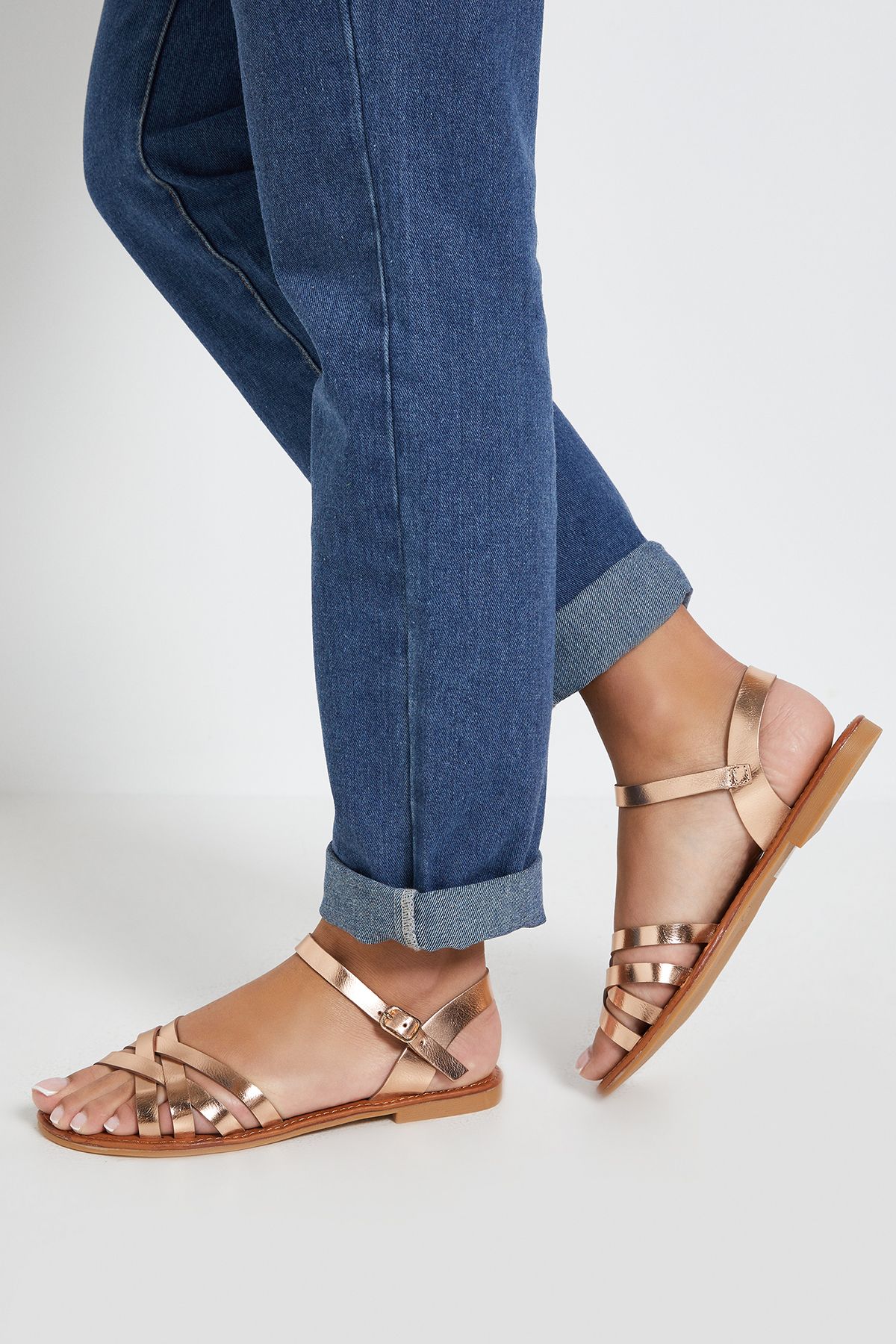 Dorothy Perkins Aida Faux Leather Cross Strap Flat Sandals