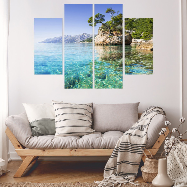 Obraz 4 Częściowy MORZE Skały Krajobraz 3D 80x60cm