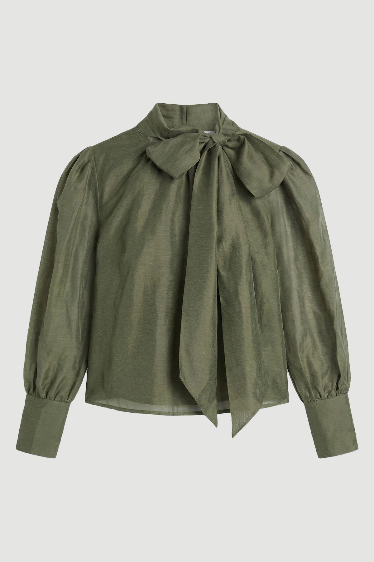 KarenMillen Plus Size Organdie Woven Pussybow Blouse