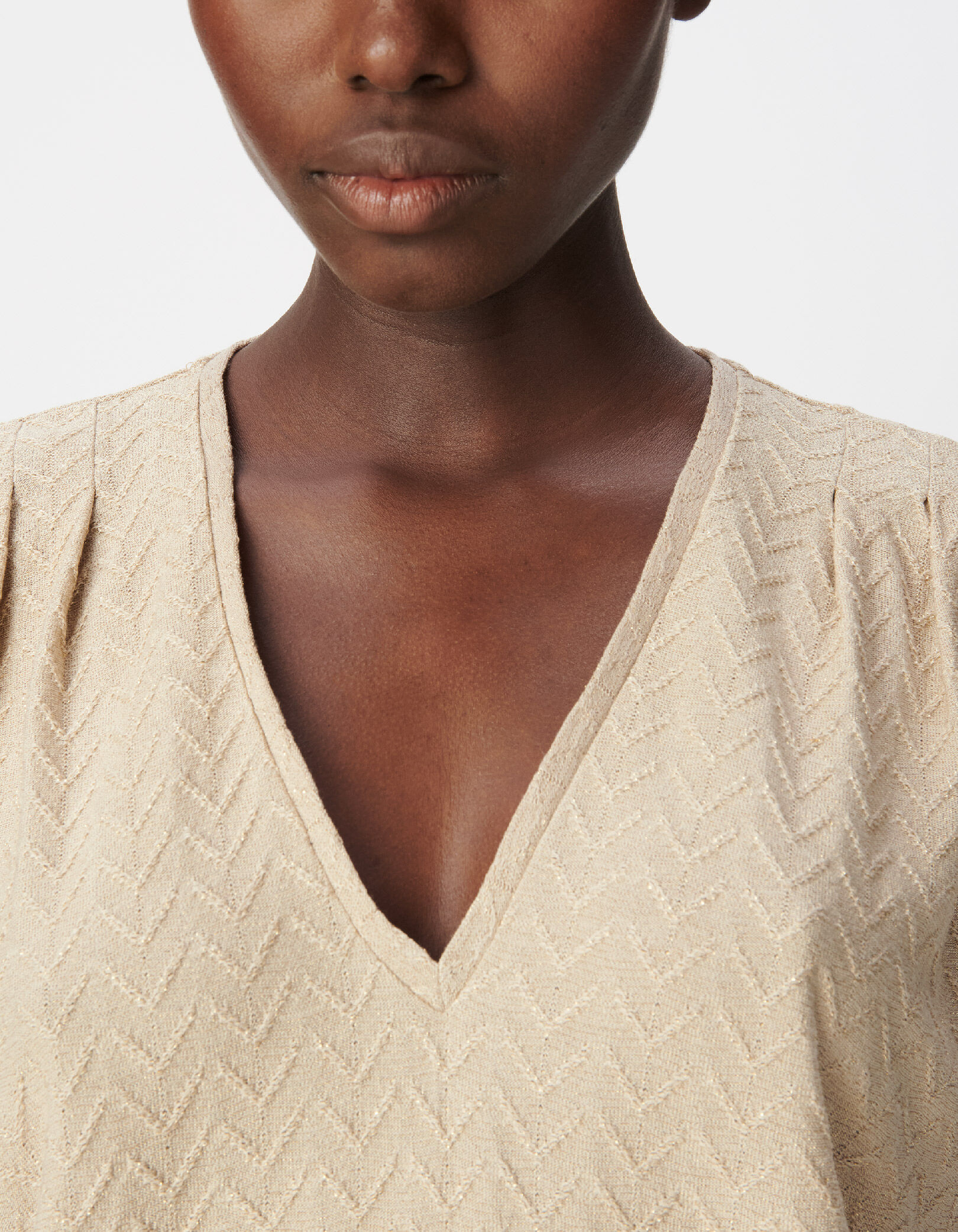 Tee-shirt loose noir tricot lurex fantaisie Femme