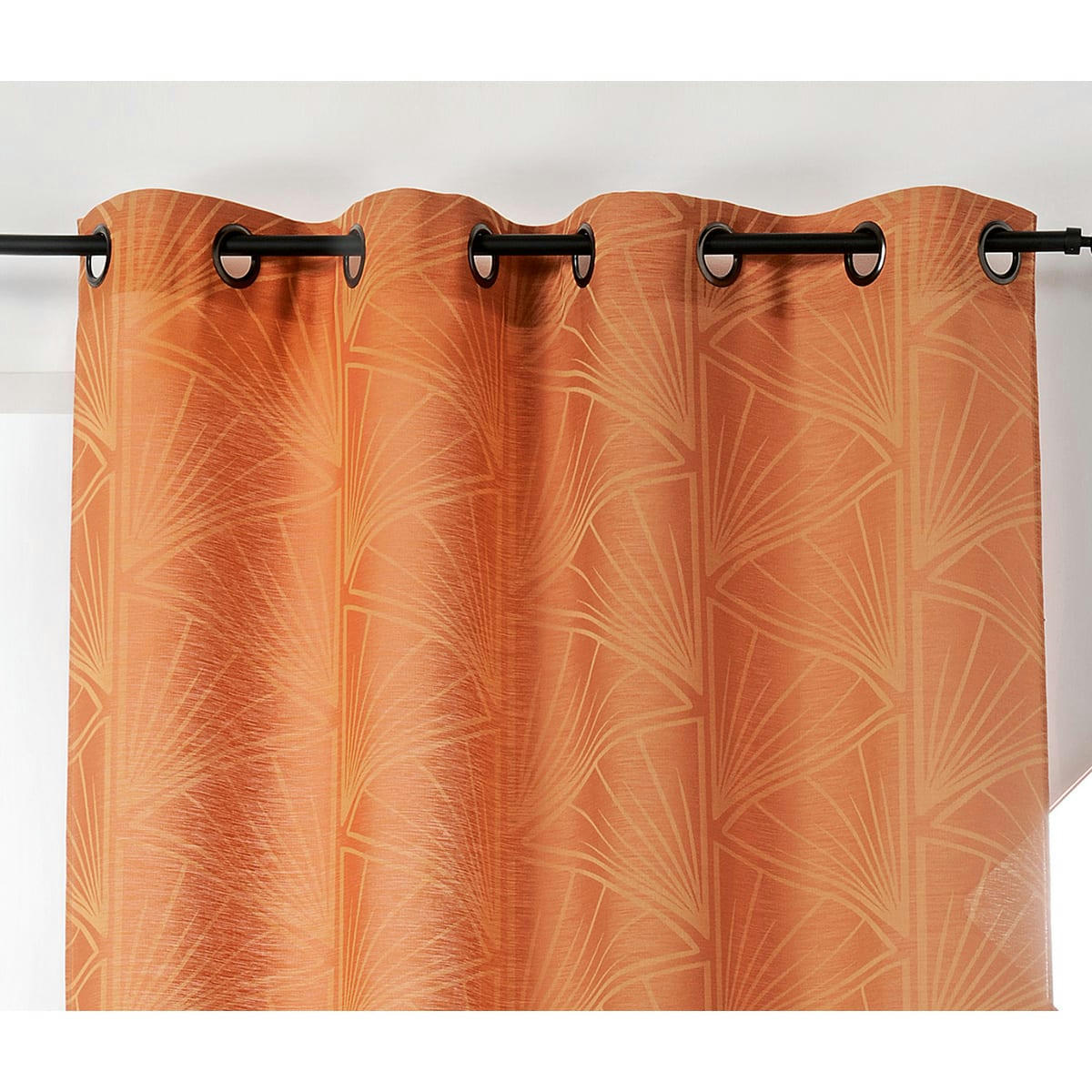 - Voilage chic aux motifs art déco polyester orange 140 x 275 cm