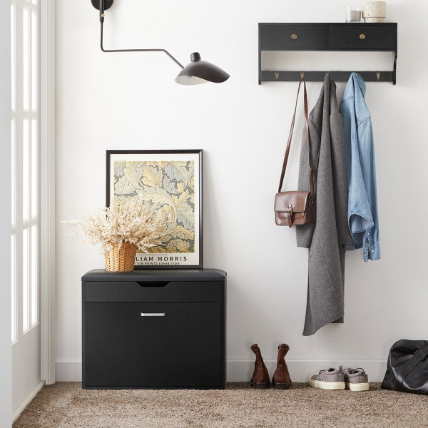 SoBuy Szafka na buty z jedną szufladą Czarny 60x30x50cm FSR95-SCH