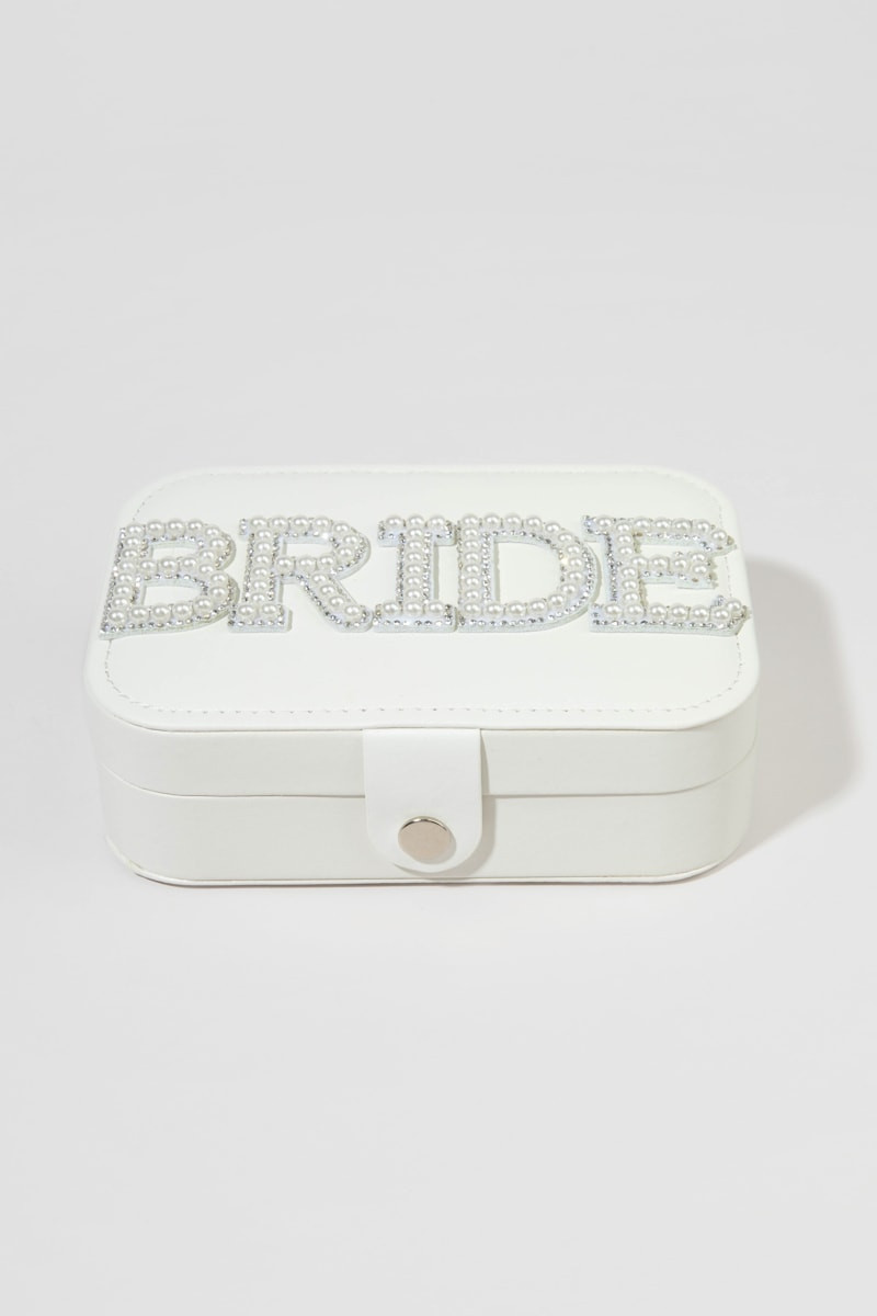 Bride Pearl Embellished Faux Leather Jewelry Box