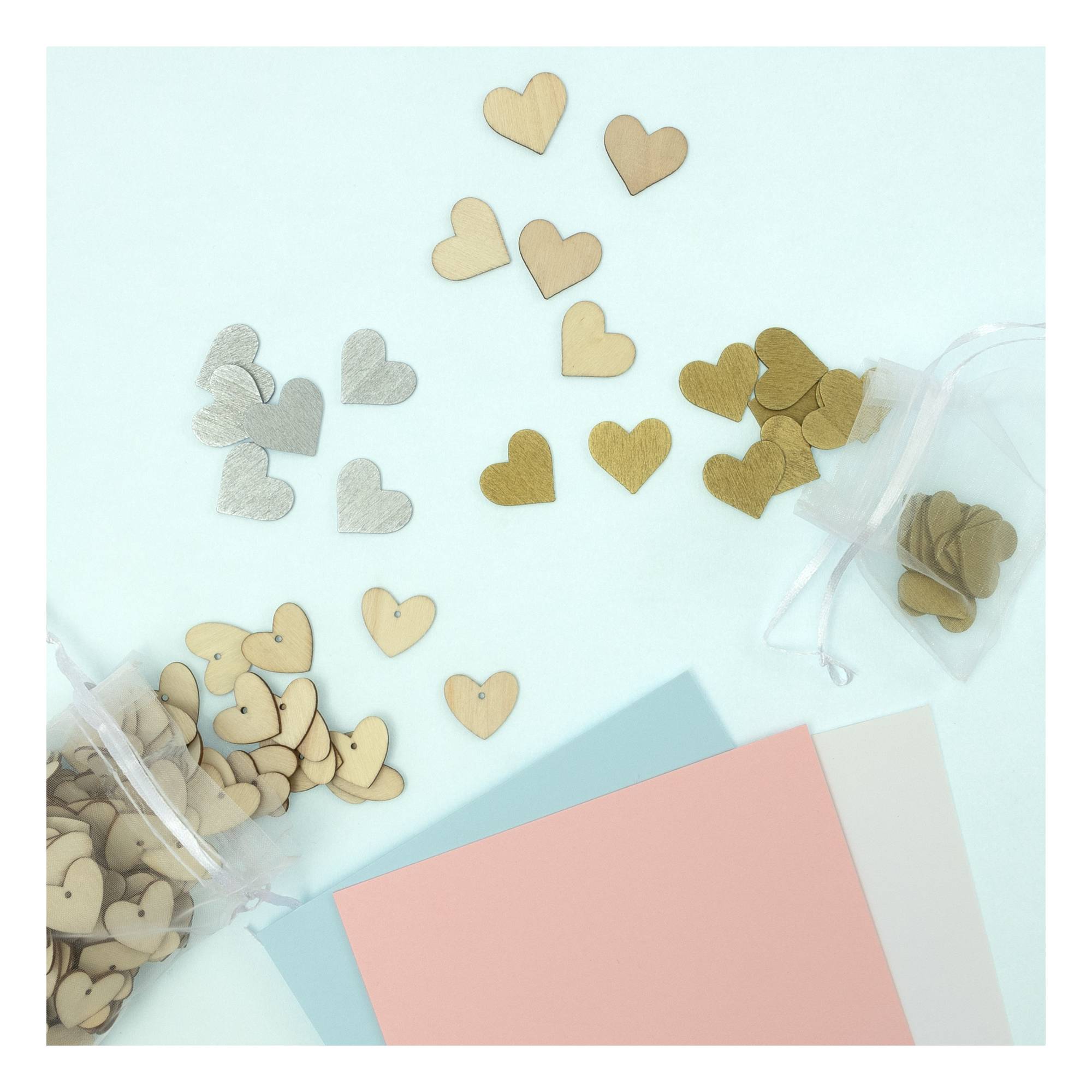 Gold Wooden Hearts 18 Pack