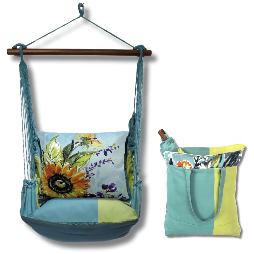Magnolia Casual Swing Set 4 piece - Meadow Mist Stripe w/ Sunflowers on Teal 2