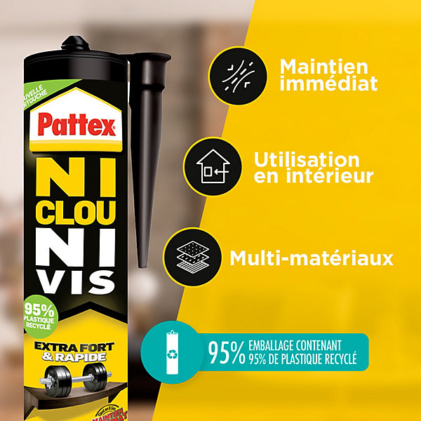 Colle Pattex Ni Clou Ni Vis extra fort et rapide cartouche 380g