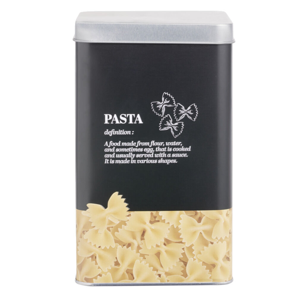 BoÎte à pâtes en métal noir et gris design pasta - 10,7x10,7xH.17,5cm