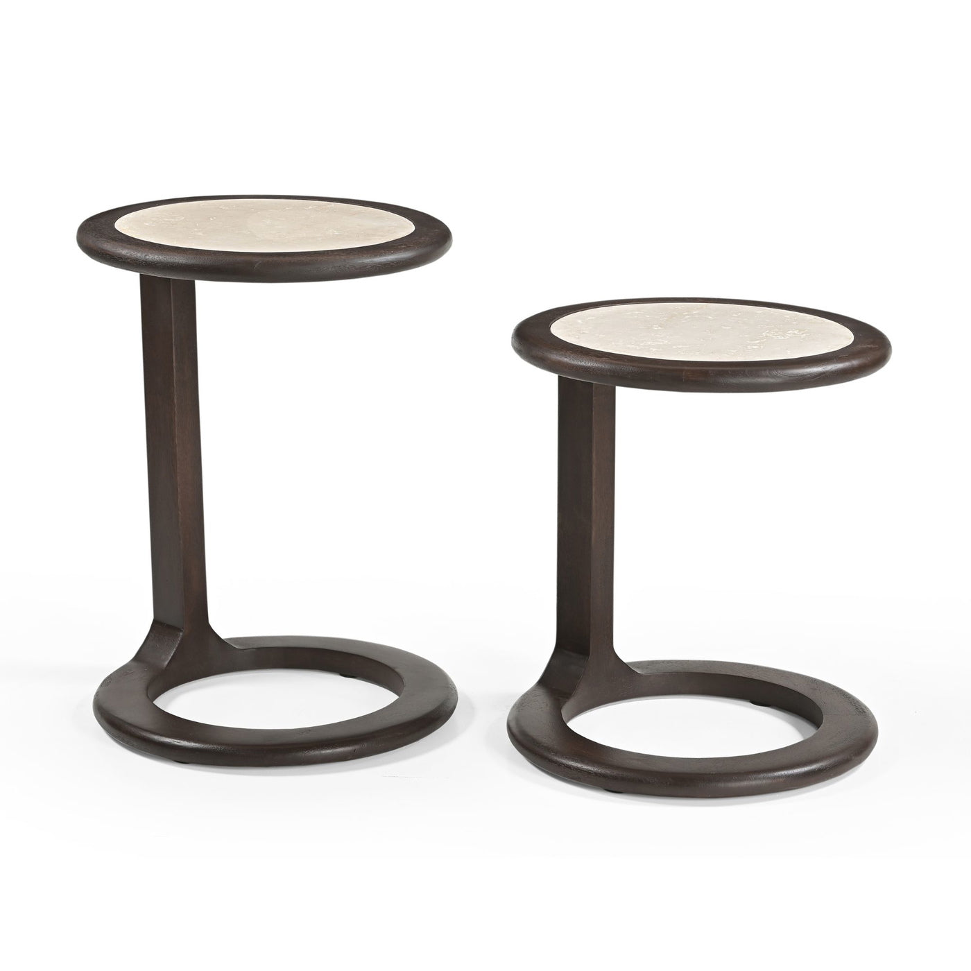Starfurn Bijzettafel Vinn - Rond Bruin/Travertin - Set van 2