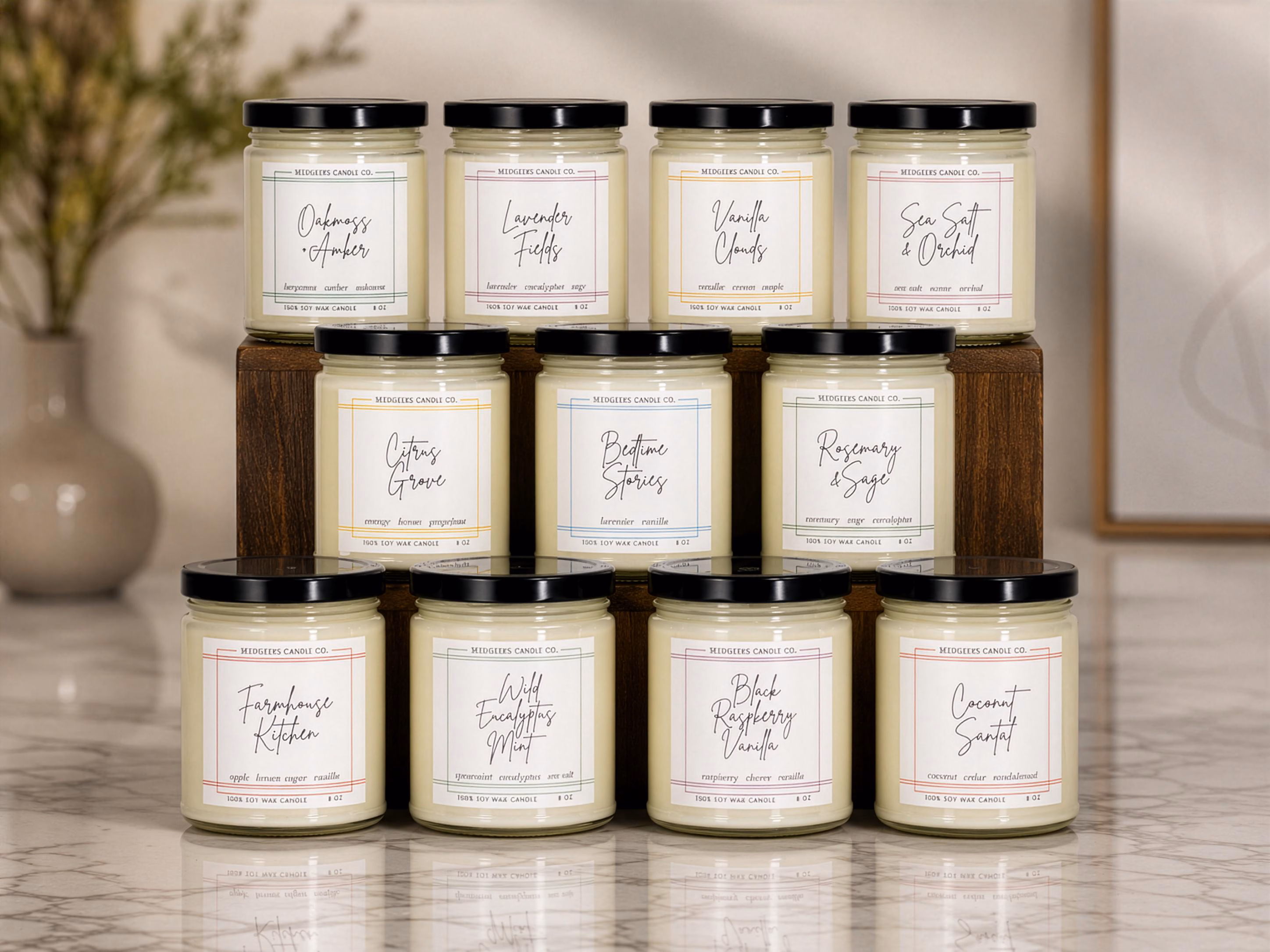 Soy Wax Candle | 8 oz Hand-Poured Botanical Candle, Choose Your Scent, Seasonal Fragrances, Gift