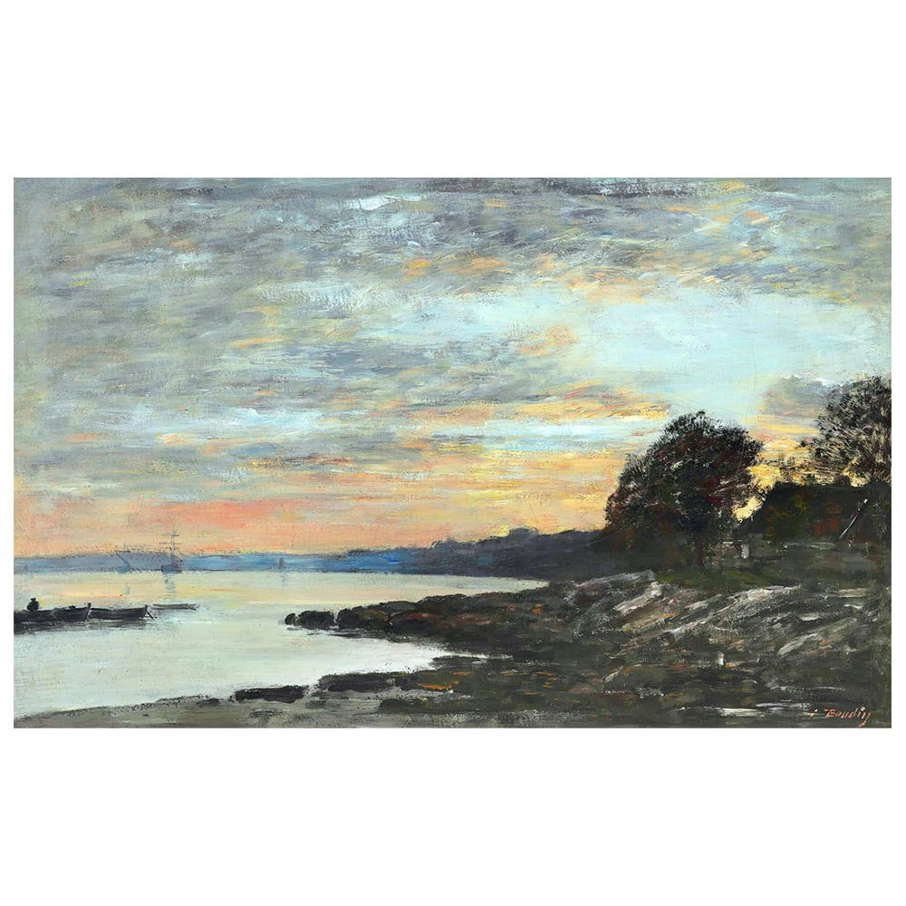 - Tableau rade de Brest, baie de Camfrout Eugène Boudin 50x80cm