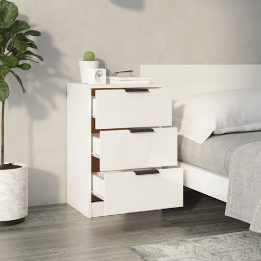 NNEVL Bedside Cabinets 2 pcs High Gloss White 40x36x65 cm