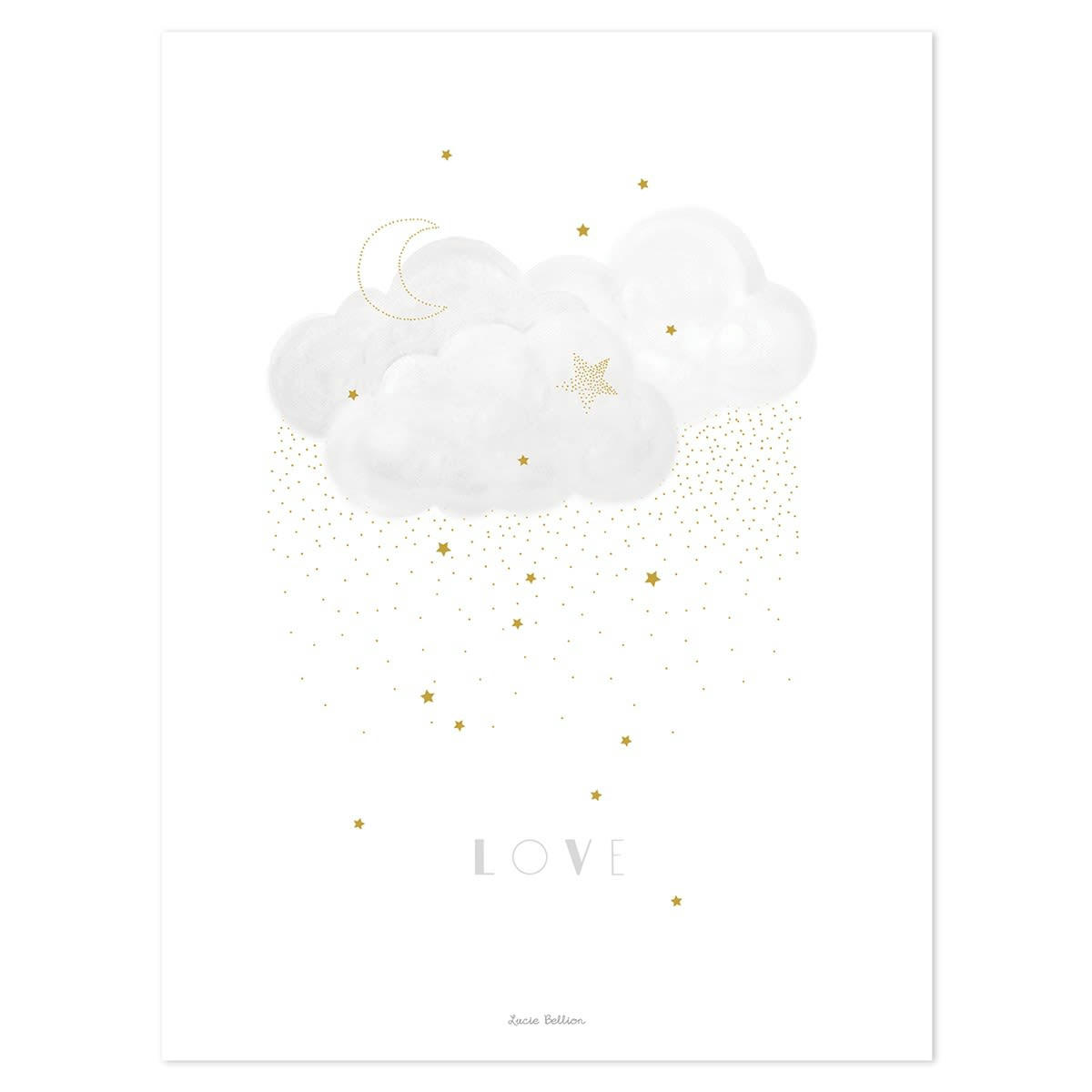 STARDUST - Affiche étoiles en Papier Gris