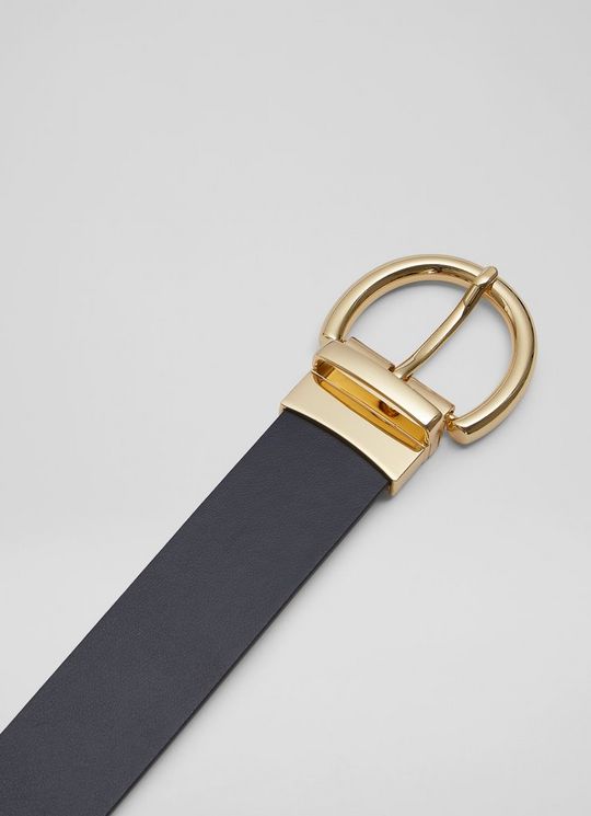 Odette Navy and Cream Leather Reversible Belt