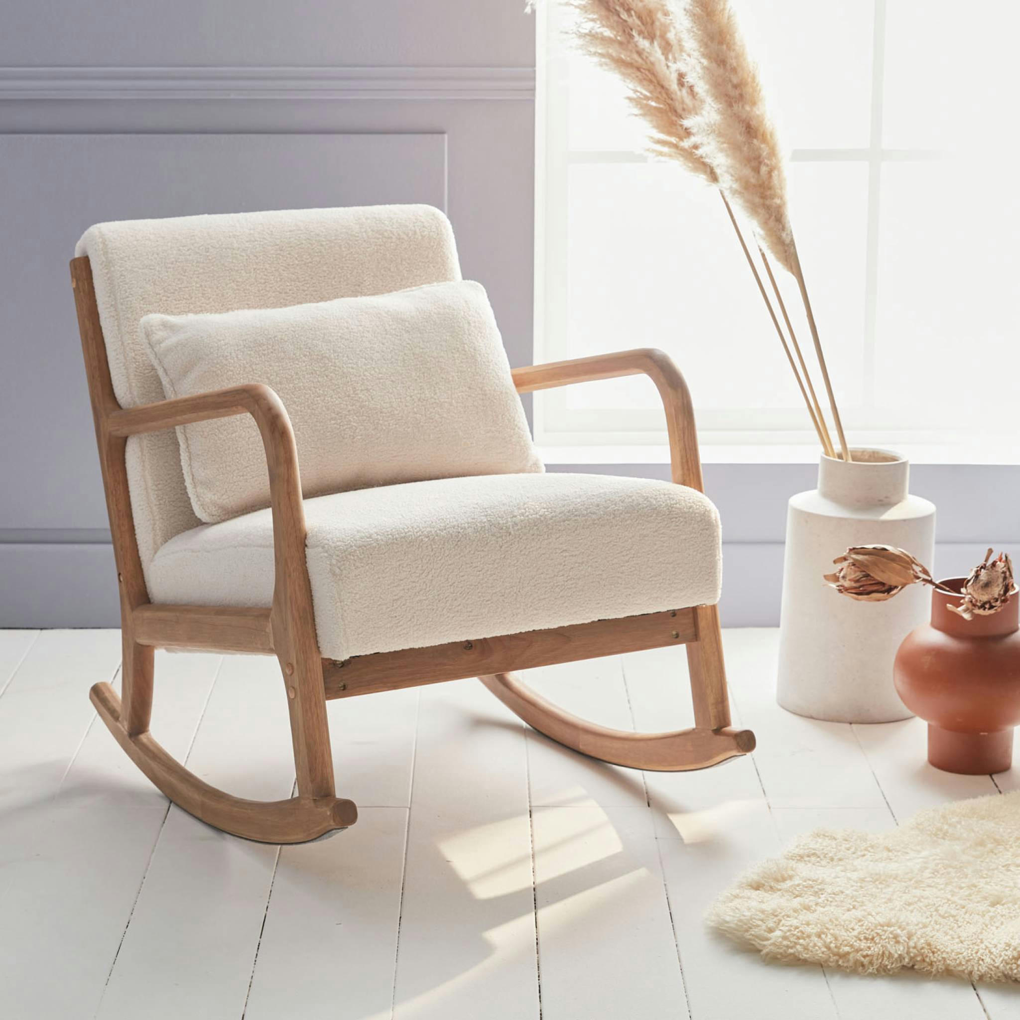 LORENS BOUCLETTE - Rocking chair à bouclettes blanches