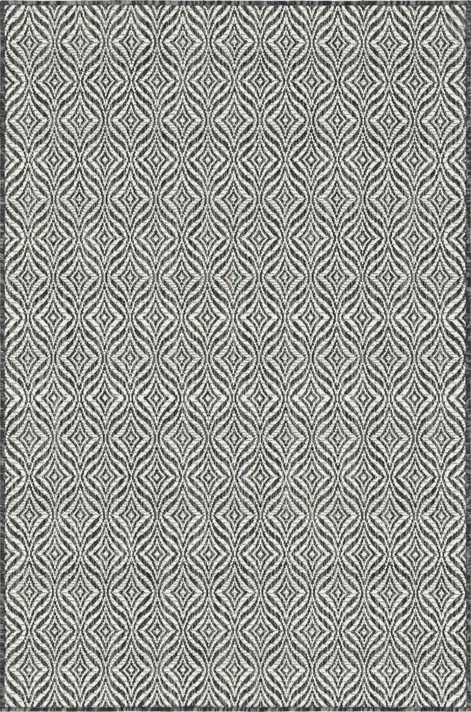 MOA - Tapis d'extérieur noir à motif blanc -120x160