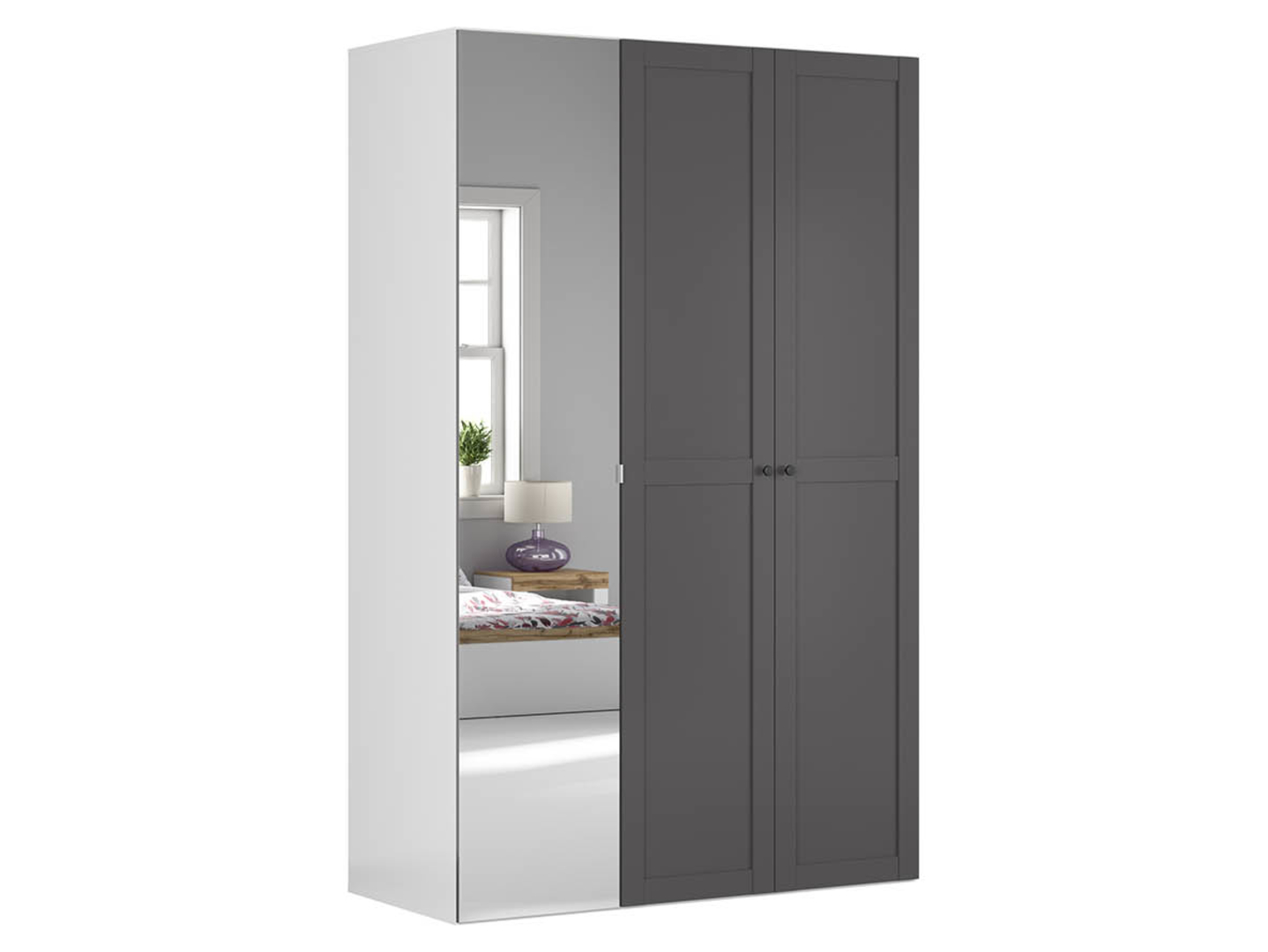 Szafa modułowa Flex 150 cm z drzwiami i lustrem biały/grafit