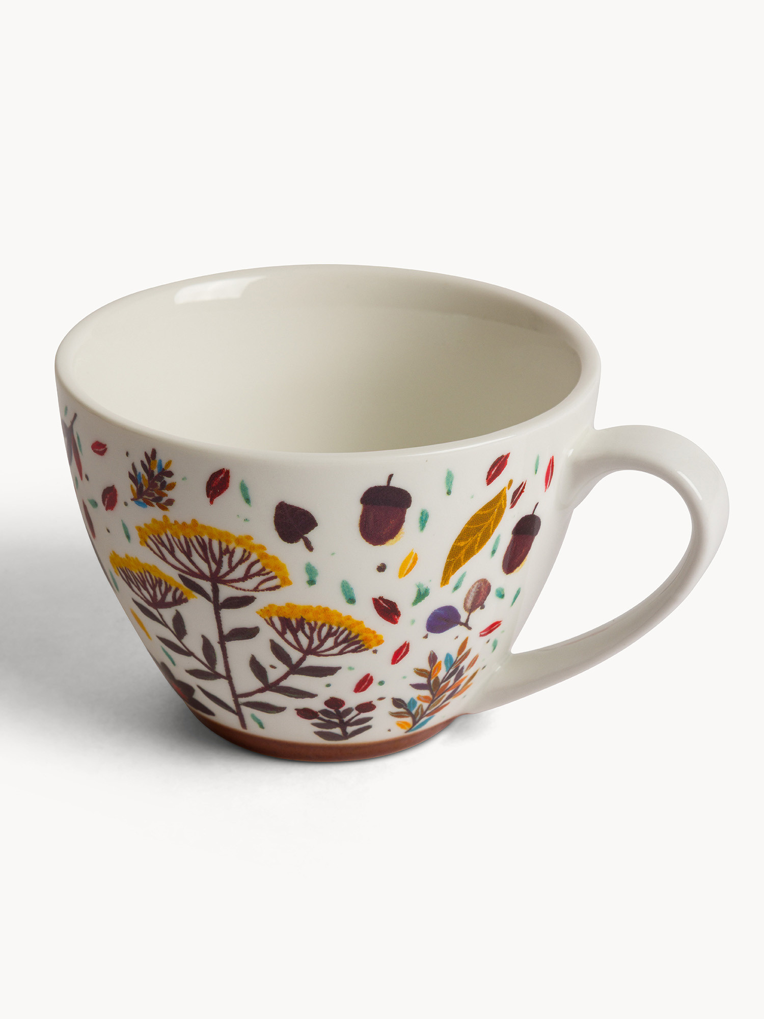 Tazza colazione in stoneware motivo foglioline