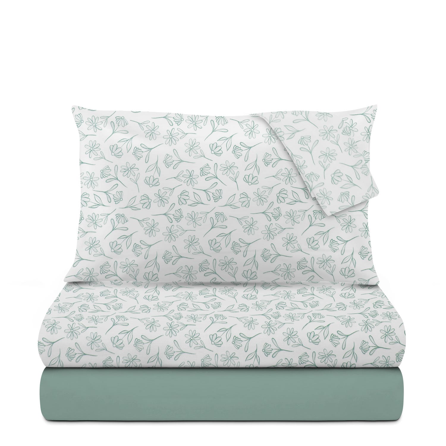 Completo letto matrimoniale fiori acqua cotone