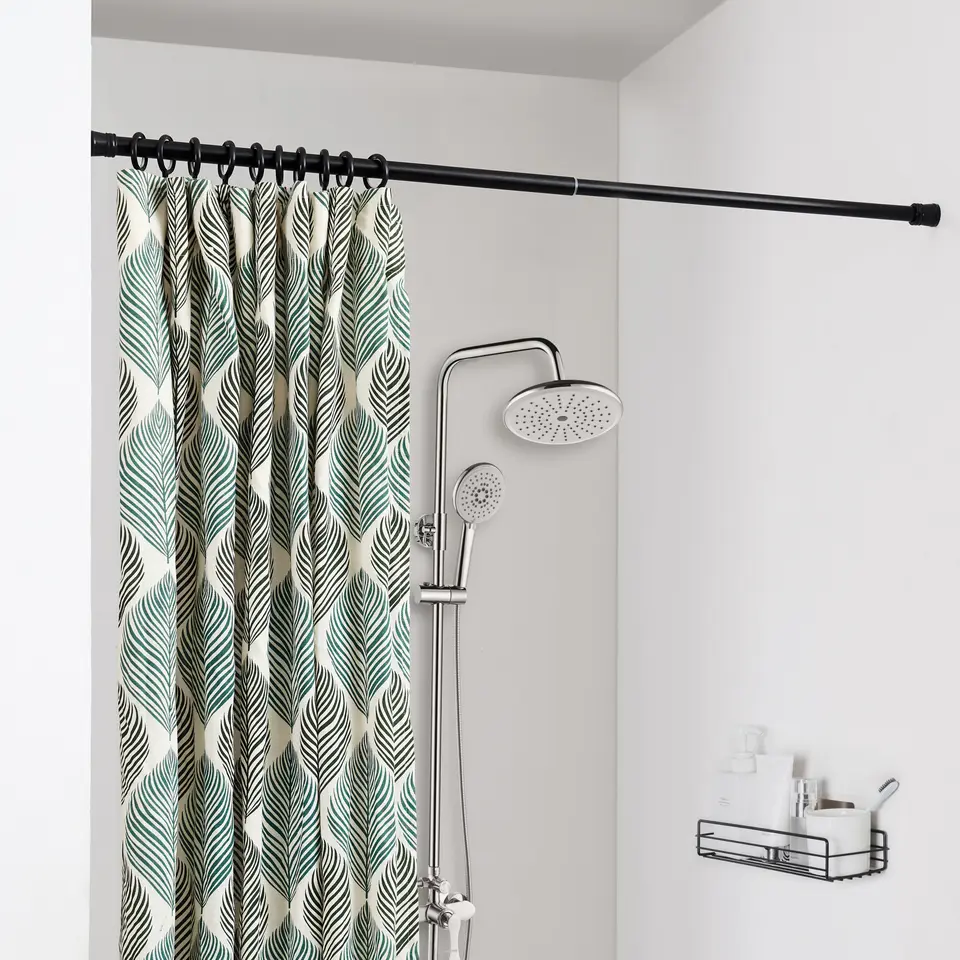 Douche Gordijnstang XL, aanpasbaar van 140 tot 260 cm, zelfklemmend, zwart