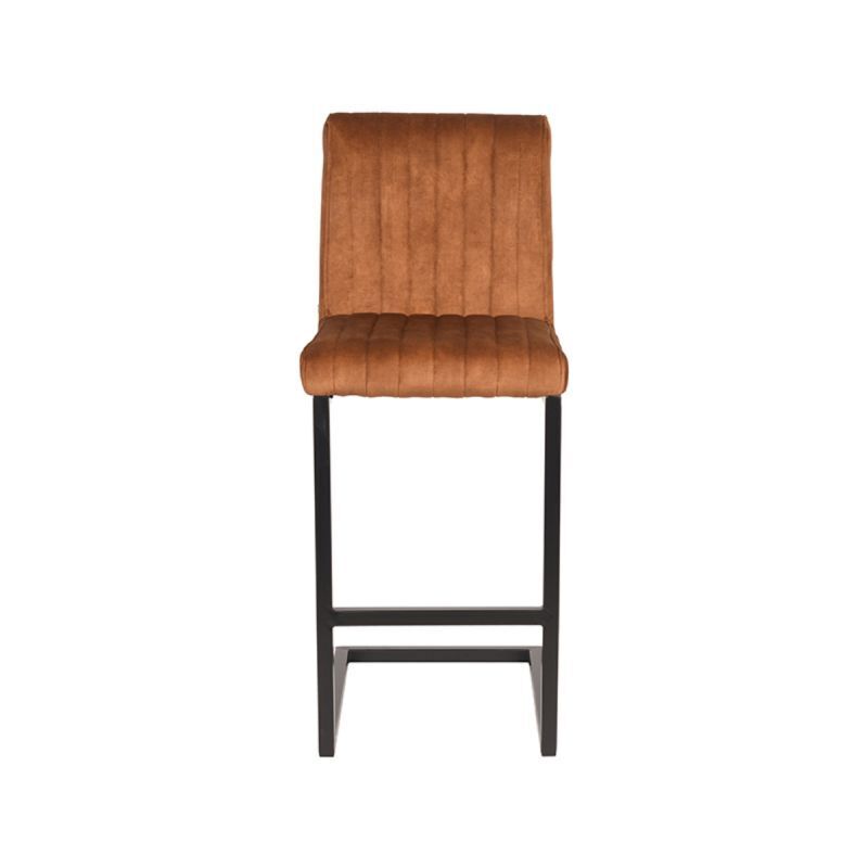 LABEL51 Barkruk Milo - Oranje Velvet - Zithoogte 66cm - Set van 2
