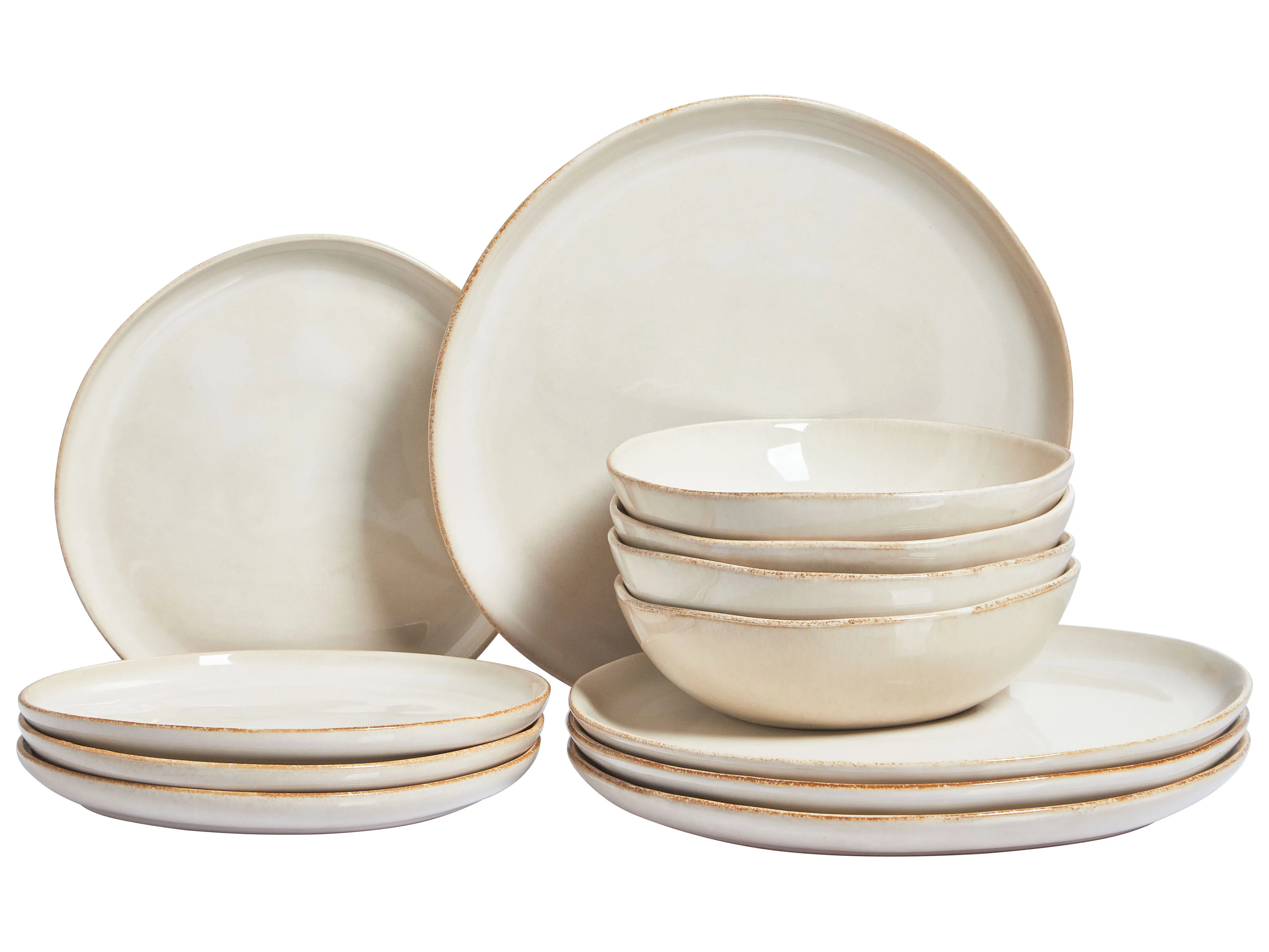 Set of 24 Dinnerware HOPS Stoneware Light Beige