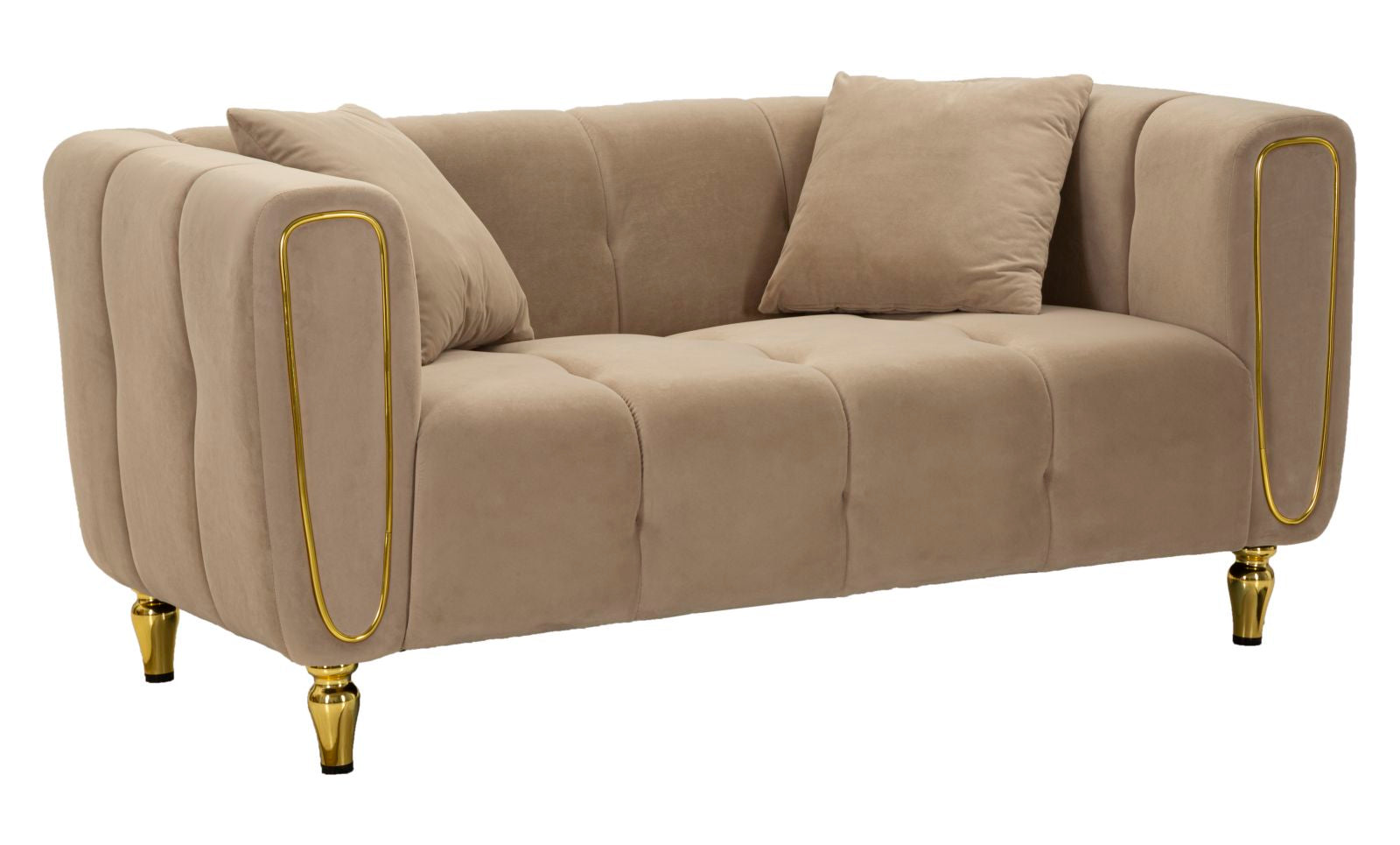 Mauro Ferretti Alma Sofa 2 plaatsen in metaal en fluwelen tortora