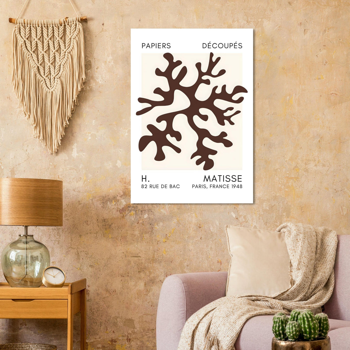 Artfulprints Poster Matisse – Dreamy coral flower brown  - 70x100 cm - Bruin